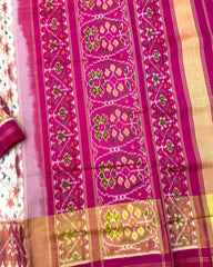 Pink & Off White Navratan Patola Saree