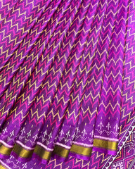 Purple Zig Zag Lining Patola Saree