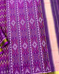 Purple Zig Zag Lining Patola Saree