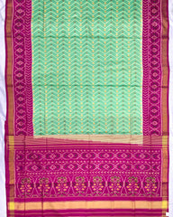 Pink & Sea Green Zig Zag Lining Patola Saree