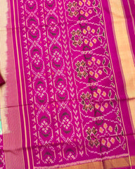 Pink & Sea Green Zig Zag Lining Patola Saree