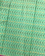 Pink & Sea Green Zig Zag Lining Patola Saree