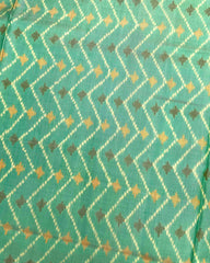 Pink & Sea Green Zig Zag Lining Patola Saree