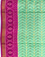 Pink & Sea Green Zig Zag Lining Patola Saree