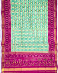 Pink & Sea Green Buttonful Patola Saree