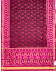 Pink & Brown Fancy Leaves Patola Saree