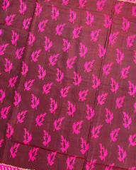 Pink & Brown Fancy Leaves Patola Saree