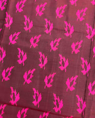 Pink & Brown Fancy Leaves Patola Saree