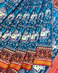 Red & Turquoise Big Figure Elephant Patola Saree