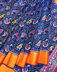 Purple & Navy Blue Circle Narikunj Patola Saree