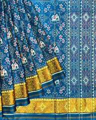 Turquoise Navratan Elephant Patola Saree