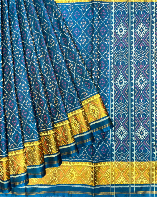 Turquoise Buttonful Patola Saree