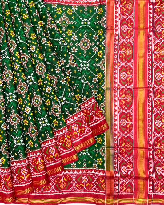 Red & Green Navratan Patola Saree