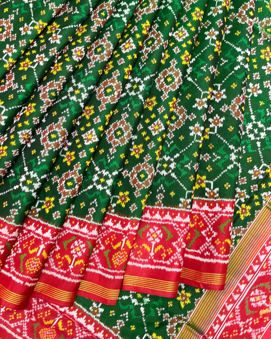 Red & Green Navratan Patola Saree