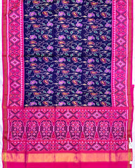 Pink & Blue Fancy Leaves Patola Saree