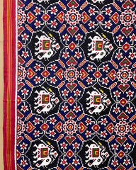 Red & Blue Manekchowk Elephant Patola Dupatta