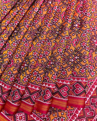 Crimson Red & Orange Navratan Patola Saree