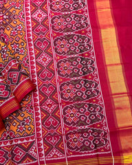 Crimson Red & Orange Navratan Patola Saree