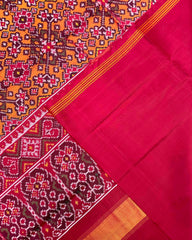 Crimson Red & Orange Navratan Patola Saree