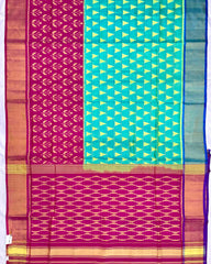 Pink & Sea Green Fancy Design with Scut Border Patola Saree