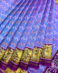 Purple & Purplish Blue Zig Zag Lining Patola Saree