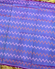 Purple & Purplish Blue Zig Zag Lining Patola Saree