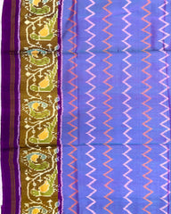 Purple & Purplish Blue Zig Zag Lining Patola Saree