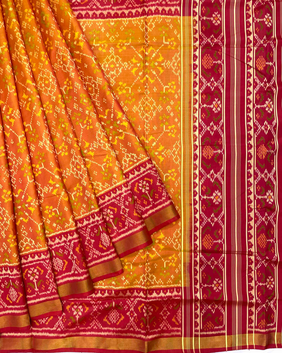 Red & Mustard Navratan Patola Saree