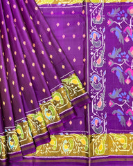 Purple Doted with Peacock Pallu Patola Saree