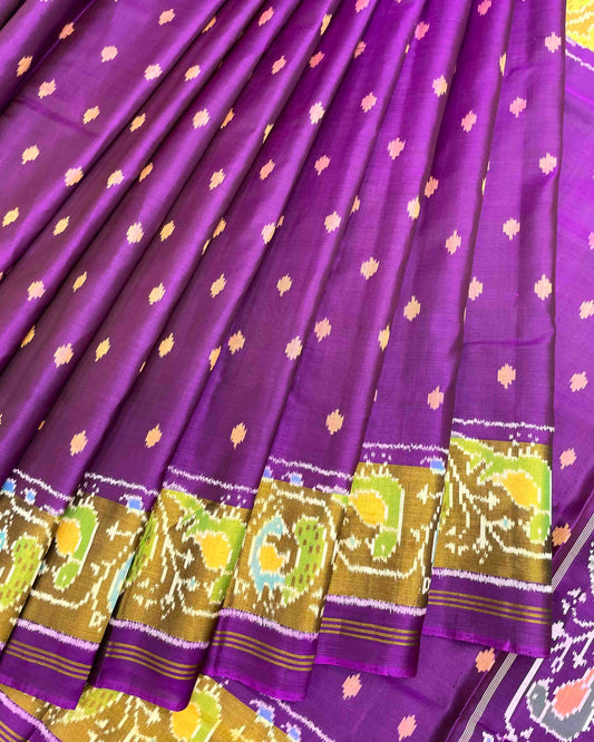 Purple Doted with Peacock Pallu Patola Saree