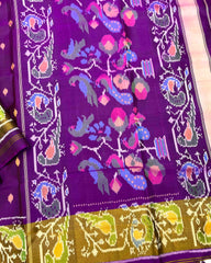 Purple Doted with Peacock Pallu Patola Saree