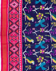 Pink & Navy Blue Fancy Bird Patola Saree