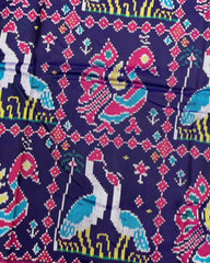 Pink & Navy Blue Swan Peacock Patola Saree