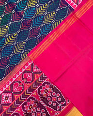 Pink & Blue with Multicolour Fancy Leave Patola Saree