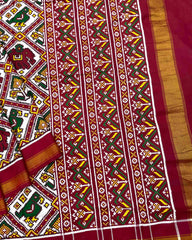 Red & White Narikunj Patola Saree