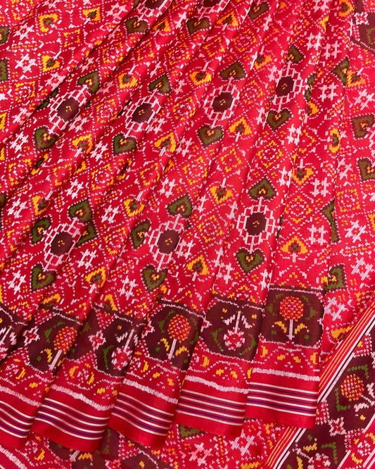 Crimson Red Manekchowk Patola Saree