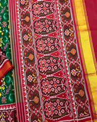 Red & Green Fancy Leaves Patola Saree