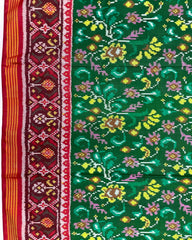 Red & Green Fancy Leaves Patola Saree