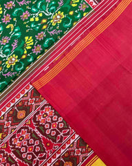 Red & Green Fancy Leaves Patola Saree