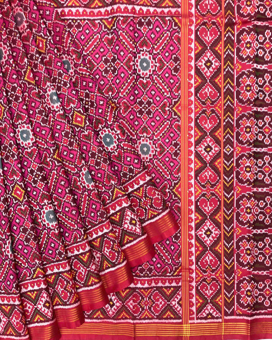 Red & Pink Manekchowk Patola Saree