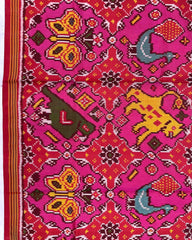 Red & Pink Big Figure Narikunj Chhabdi Design Patola Saree