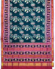 Pink & Peacock Green Blue Shaded Fancy Flower Patola Saree