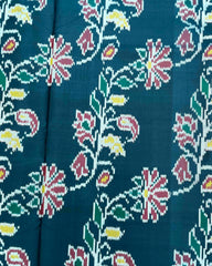 Pink & Peacock Green Blue Shaded Fancy Flower Patola Saree