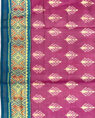 Sky Blue & Pink Fancy Leaves Patola Saree