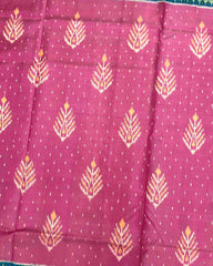 Sky Blue & Pink Fancy Leaves Patola Saree