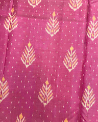 Sky Blue & Pink Fancy Leaves Patola Saree