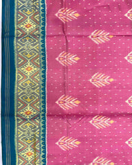 Sky Blue & Pink Fancy Leaves Patola Saree