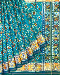 Blue & Sky Turquoise Shaded Navratan Patola Saree