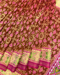 Pink & Rust Brown Navratan Patola Saree