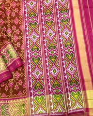 Pink & Rust Brown Navratan Patola Saree